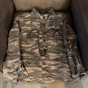 Lucky Brand Camouflage Button-Up Blouse